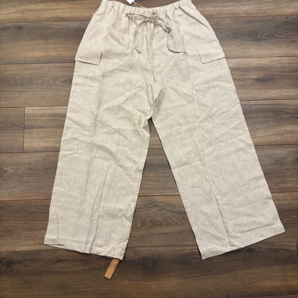 Reformation Ethan Linen Pant, NEW WITH TAGS, Oatmeal, 1X